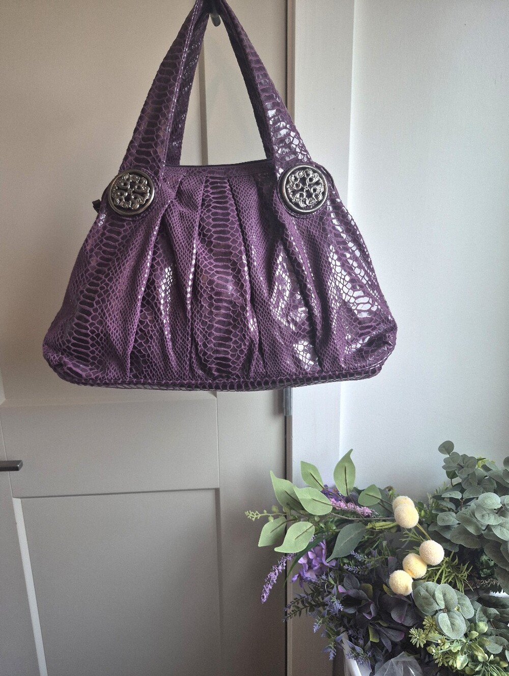 Vintage Satchel Handbag 'High Fashion' Purple
